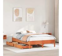 Bed Frame Home Base Bedstead Wax Brown 140x190 cm Solid Wood Pine vidaXL