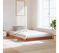 vidaXL Bed Frame, Bed Base for Bedroom, Mattress Foundation for Double Bed, Bedstead, Modern Style, Wax Brown 140x190 cm Solid Wood Pine