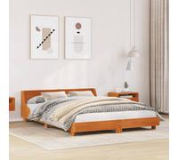 Bed Frame with Headboard Base Wax Brown 140x190 cm Solid Wood Pine vidaXL