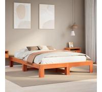 Bed Frame without Mattress Wax Brown 140x190 cm Solid Wood Pine vidaXL