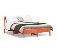 (brown, 140 x 190 cm) vidaXL Bed Frame with Headboard Wax Brown 150x200 cm King Size Solid Wood Pine