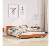 Bed Frame with Headboard Base Wax Brown 140x190 cm Solid Wood Pine vidaXL