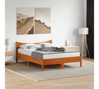 vidaXL Bed Frame Home Bed Base Bedstead Wax Brown 140x190 cm Solid Wood Pine