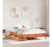 Bed Frame Home Base Bedstead Wax Brown 140x200 cm Solid Wood Pine vidaXL