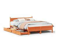 Bed Frame without Mattress Wax Brown 140x200 cm Solid Wood Pine vidaXL