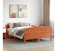 Bed Frame with Headboard Base Wax Brown 140x200 cm Solid Wood Pine vidaXL
