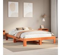 Bed Frame without Mattress Wax Brown 140x200 cm Solid Wood Pine vidaXL