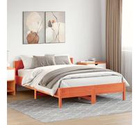 Bed Frame with Headboard Wax Brown 150x200 cm King Size Solid Wood Pine vidaXL