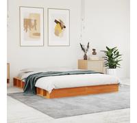 vidaXL Solid Pine Wood King Bed Frame - Wax Brown, 150x200 cm, Sturdy Plywood Slats, Space-Efficient for Bedroom, 844427