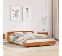 Bed Frame with Headboard Wax Brown 150x200 cm King Size Solid Wood Pine vidaXL