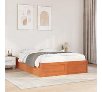 Bed Frame Home Base Wax Brown 150x200 cm King Size Solid Wood Pine vidaXL