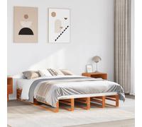 Bed Frame Home Base Wax Brown 150x200 cm King Size Solid Wood Pine vidaXL