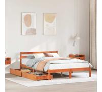 Bed Frame with Drawers Wax Brown 150x200 cm King Size Solid Wood Pine vidaXL