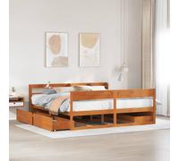 vidaXL Bed Frame without Mattress Bed Wax Brown Super King Solid Wood Pine