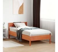 vidaXL Bed Frame without Mattress Wax Brown 75x190 cm Small Single Solid Wood Pine