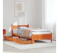 vidaXL Bed Frame without Mattress Wax Brown 75x190 cm Small Single Solid Wood Pine