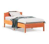 vidaXL Bed Frame without Mattress Wax Brown 75x190 cm Small Single Solid Wood Pine