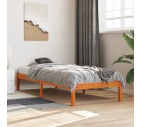 vidaXL Bed Frame without Mattress Wax Brown 75x190 cm Small Single Solid Wood Pine