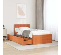 vidaXL Bed Frame without Mattress Wax Brown 75x190 cm Small Single Solid Wood Pine