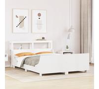 vidaXL Bed Frame with Headboard White 120x190 cm Small Double Solid Wood Pine