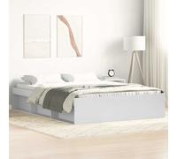 Bed Frame Modern White 120x200cm Engineered Wood Pine Plywood Slatted Storage UK [EEK: A]