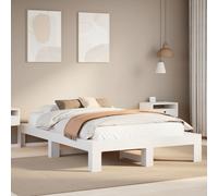 White Solid Pine Wood Bed Frame Double 135x190 cm Slatted Base Underbed Storage [EEK: A]