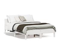 Bed Frame with Headboard White 135x190 cm Double Solid Wood Pine vidaXL