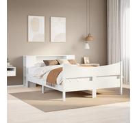Vidaxl Bed Frame Without Mattress White 135X190 Cm Double Solid Wood Pine