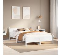 vidaXL Bed Frame without Mattress White 135x190 cm Double Solid Wood Pine