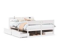 Bed Frame without Mattress White 135x190 cm Double Solid Wood Pine vidaXL