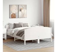 (white, 135 x 190 cm) vidaXL Bed Frame with Headboard Bedroom Bed Base Bedstead Solid Wood Pine
