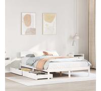 vidaXL Bed Frame without Mattress White 135x190 cm Double Solid Wood Pine