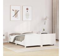 Bed Frame with Headboard White 135x190 cm Double Solid Wood Pine vidaXL
