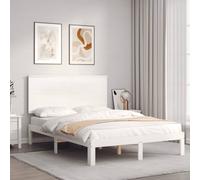 (white, 140 x 190 cm) vidaXL Bed Frame Bed Base Platform Bed with Headboard White Single Solid Wood