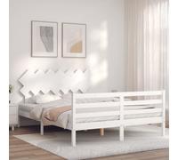 (white, 140 x 200 cm) vidaXL Bed Frame Platform Bed with Headboard Black Small Single Solid Wood