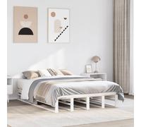 vidaXL Bed Frame without Mattress White 150x200 cm King Size Solid Wood Pine