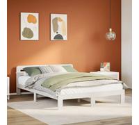 Bed Frame without Mattress White 150x200 cm King Size Solid Wood Pine vidaXL