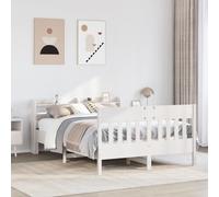 vidaXL Bed Frame without Mattress White 150x200 cm King Size Solid Wood Pine