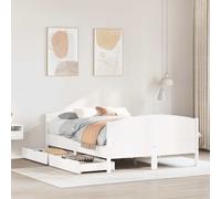 vidaXL Bed Frame without Mattress White 150x200 cm King Size Solid Wood Pine
