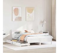 vidaXL Bed Frame without Mattress White 150x200 cm King Size Solid Wood Pine