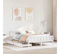 vidaXL Bed Frame without Mattress White 150x200 cm King Size Solid Wood Pine