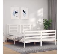 (white, 160 x 200 cm) vidaXL Bed Frame Bed Base Platform Bed with Headboard Small Single Solid Wood