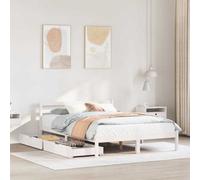 Vidaxl Bed Frame Without Mattress White 160X200 Cm Solid Wood Pine