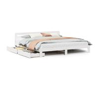 vidaXL Bed Frame without Mattress White 180x200 cm Super King Solid Wood Pine