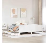 vidaXL Bed Frame without Mattress White 180x200 cm Super King Solid Wood Pine