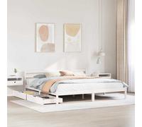 vidaXL Bed Frame with Drawers White 180x200 cm Super King Solid Wood Pine