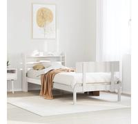 vidaXL Bed Frame with Headboard White 75x190 cm Small Single Solid Wood Pine
