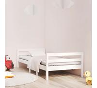 Bed Frame White Solid Pinewood Plywood 80 x 200 cm Rustic Slatted Base Sturdy UK [EEK: A]