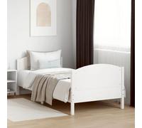 vidaXL Bed Frame with Headboard White 90x190 cm Single Solid Wood Pine LSO UK
