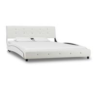 vidaXL Bed Frame without Mattress White Faux Leather 135x190 cm Double